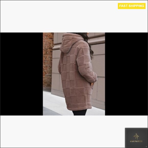 Oversized Sherpa Hoodie Jacket Fuzzy Fleece Long Zip Up Winter Teddy Coat - Picture 7 of 7